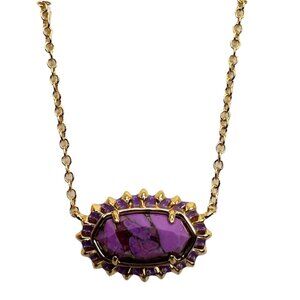 Kendra Scott Elisa Color Burst Frame Reversible Necklace Violet Magnesite Gold